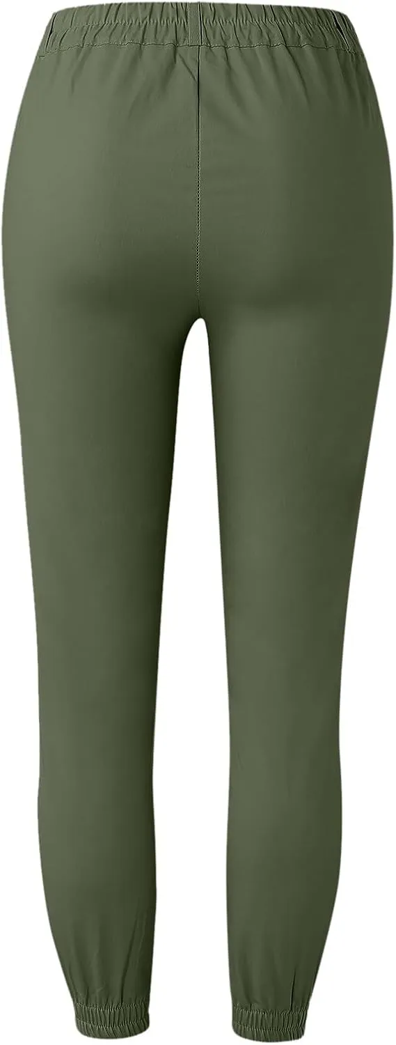 Women's Casual Pants High Waist Dressy Business Petite Fitness Straight Leg Workout Joggers Stretchy Trousers Pockets