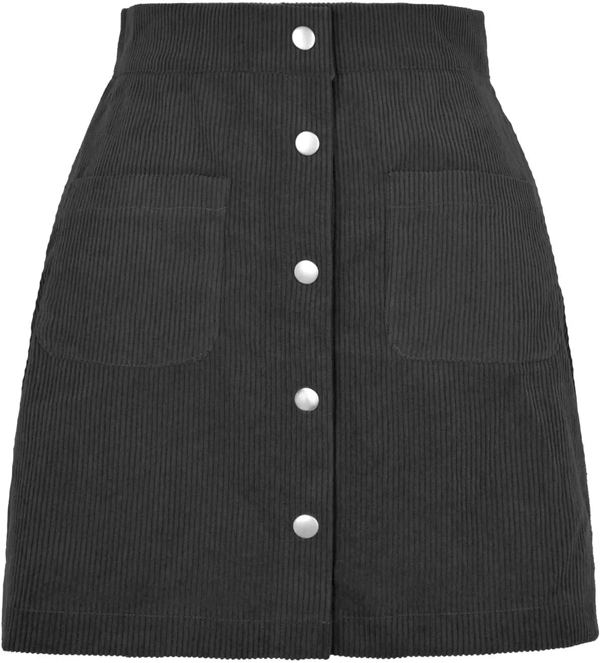 Women's Faux Suede Skirt Button Closure A-Line High Wasit Mini Short Skirt Corduroy Hip Wrap Pleated Skirt