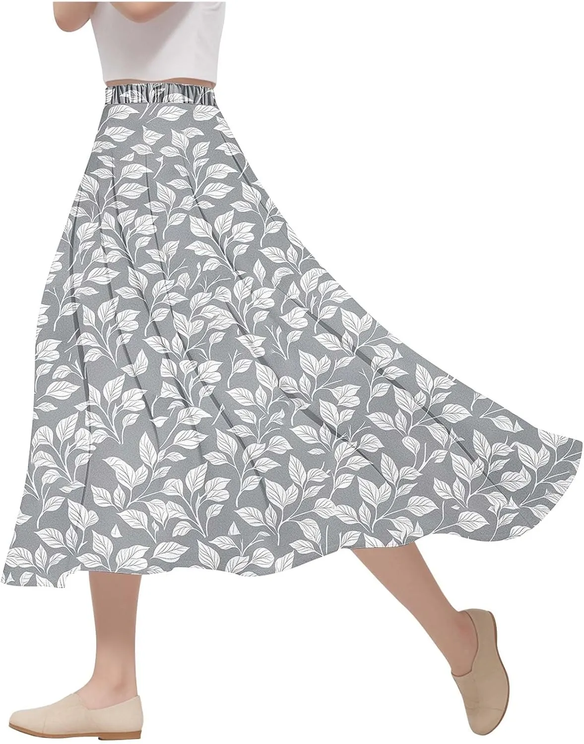 Women's Floral Print Maxi Skirts Flowy Swing A-Line Pleated Long Skirt Summer Fashion Boho Beach Vacation Outfit 2025