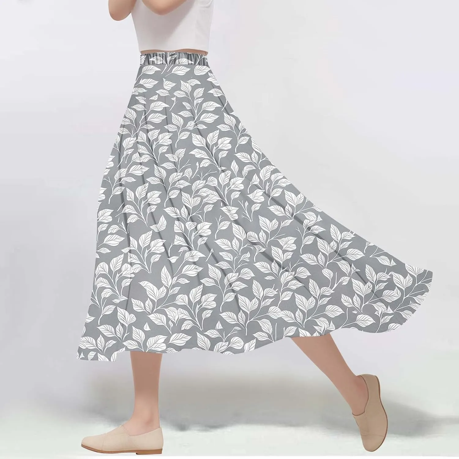 Women's Floral Print Maxi Skirts Flowy Swing A-Line Pleated Long Skirt Summer Fashion Boho Beach Vacation Outfit 2025