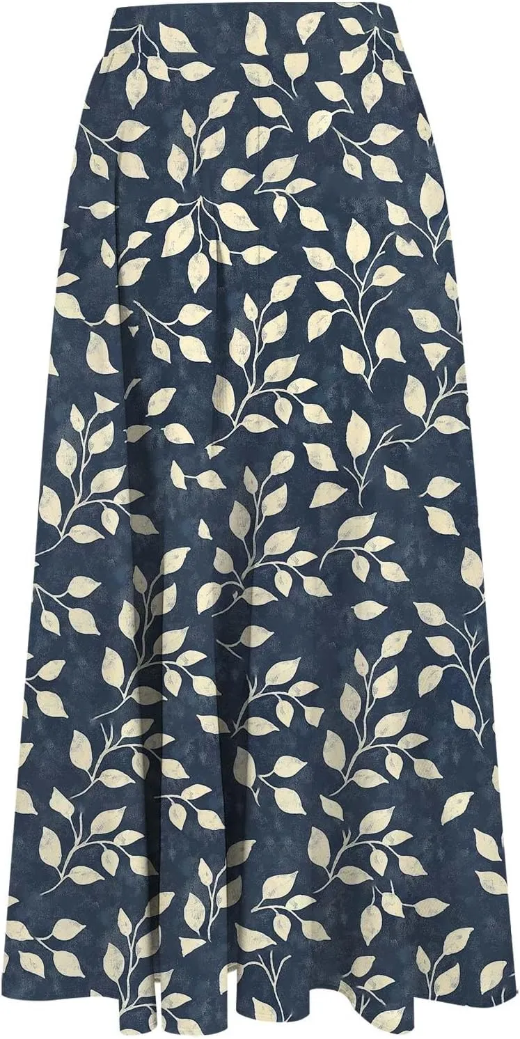 Women's Floral Print Maxi Skirts Flowy Swing A-Line Pleated Long Skirt Summer Fashion Boho Beach Vacation Outfit 2025
