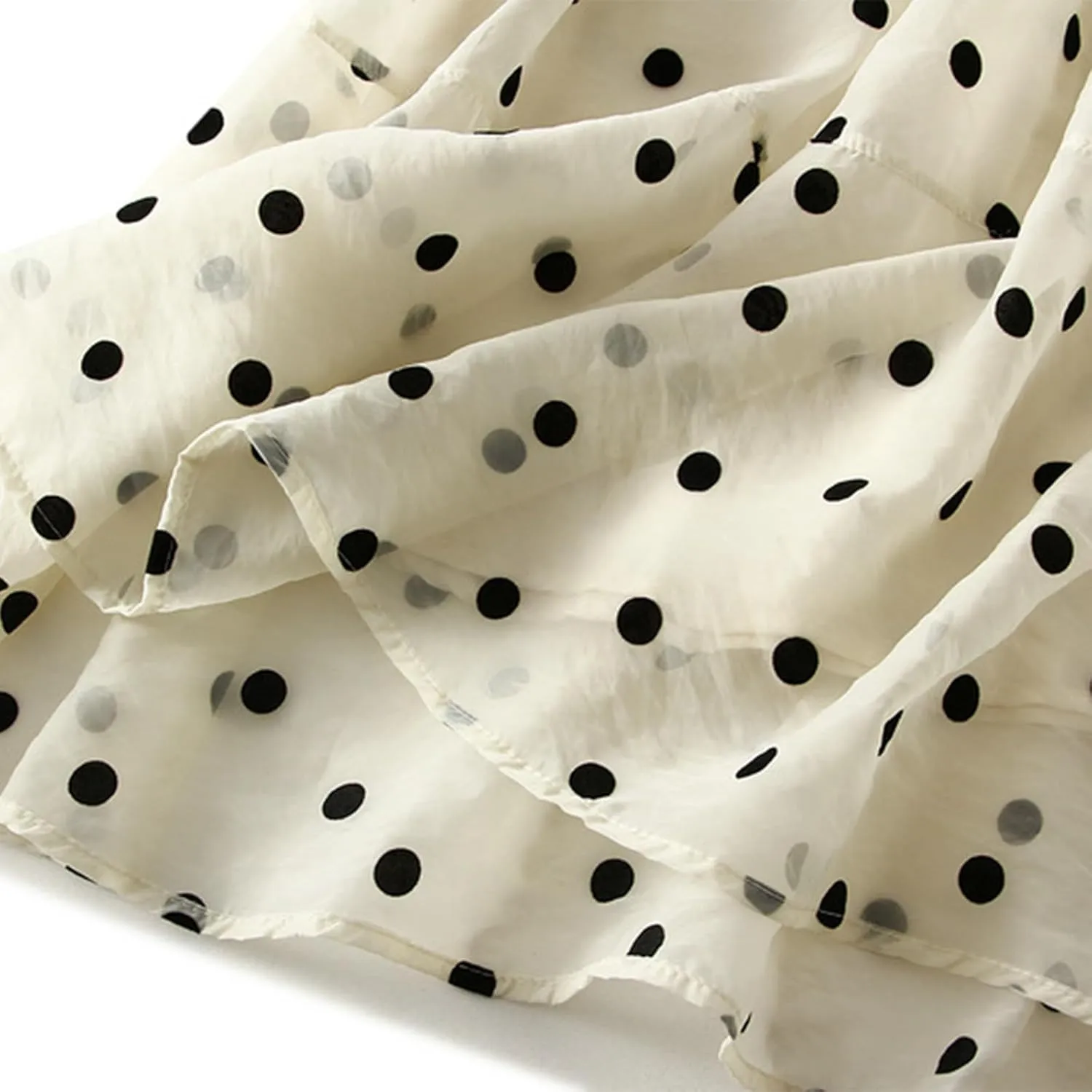 Womens Gauze Skirts Polka Dot Print A Line Swing Midi Skirt Summer Casual Boho Beach Skirts Resort Wear