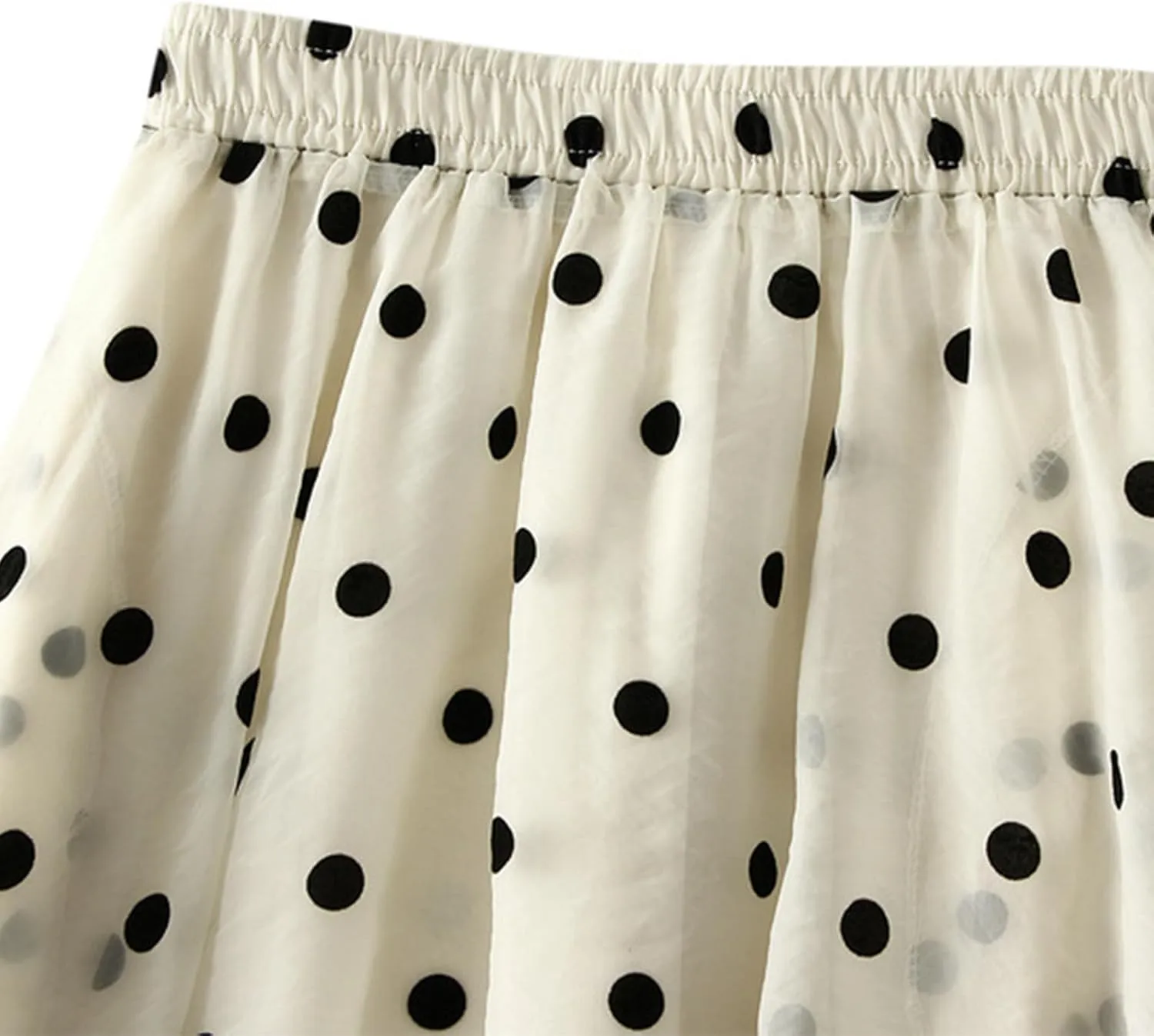 Womens Gauze Skirts Polka Dot Print A Line Swing Midi Skirt Summer Casual Boho Beach Skirts Resort Wear