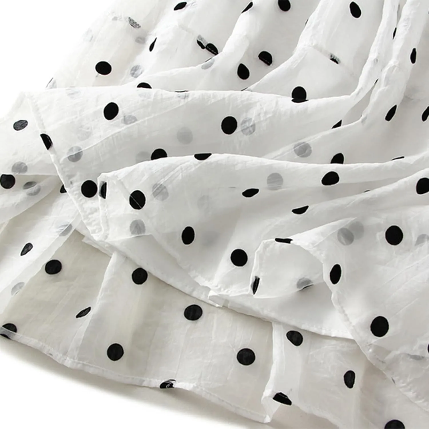 Womens Gauze Skirts Polka Dot Print A Line Swing Midi Skirt Summer Casual Boho Beach Skirts Resort Wear