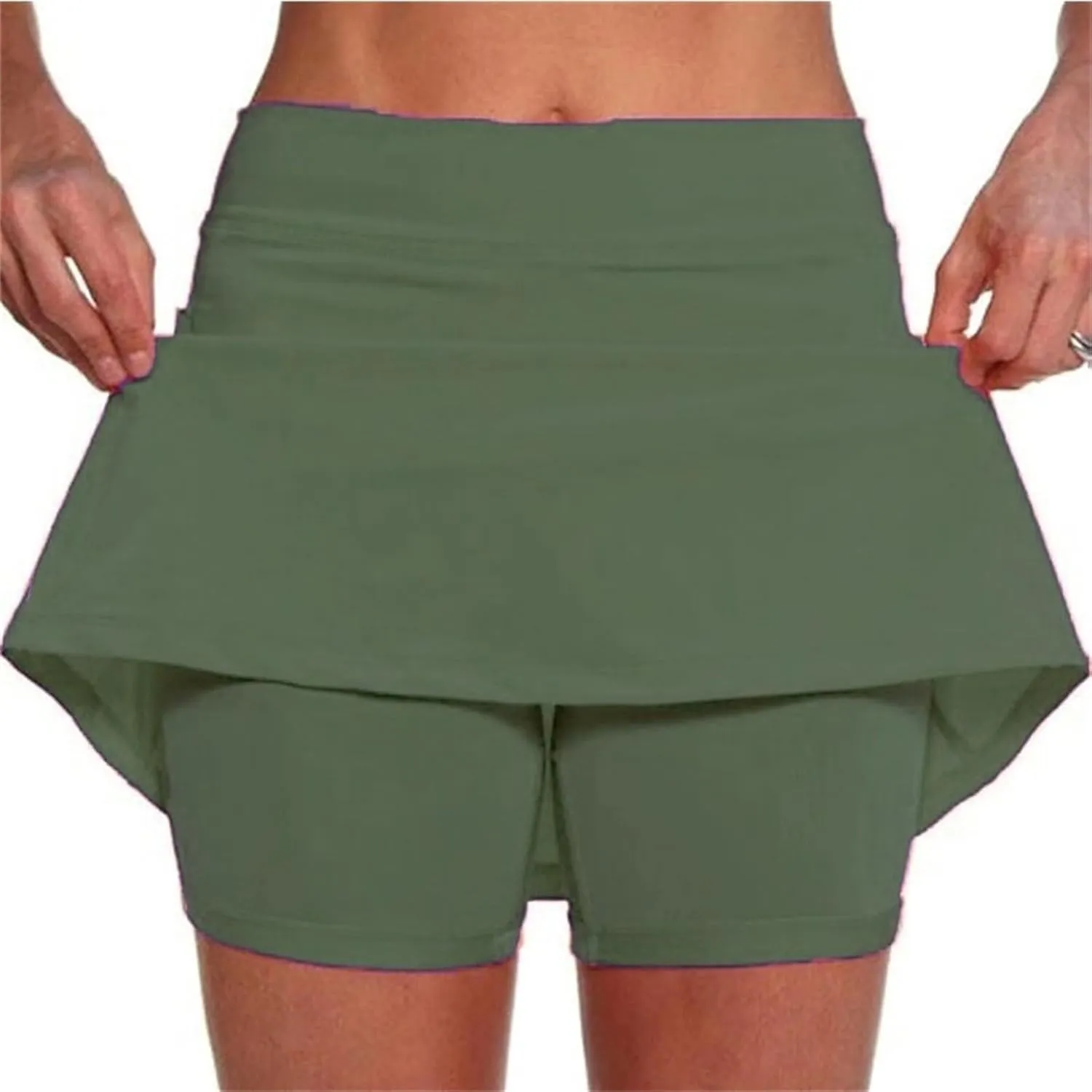 Womens Golf Pleated Tennis Skirts Solid Color Style Culottes Skinny Mid Waisted Athletic Sport Fashion Short Skirts