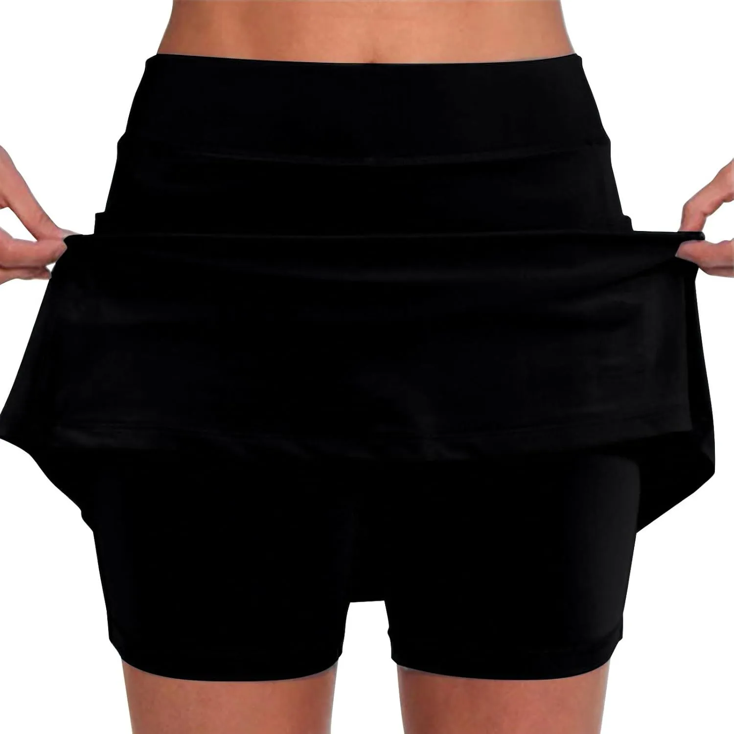Womens Golf Pleated Tennis Skirts Solid Color Style Soft Culottes Skinny Mid Waisted Athletic Sport Short Skirts