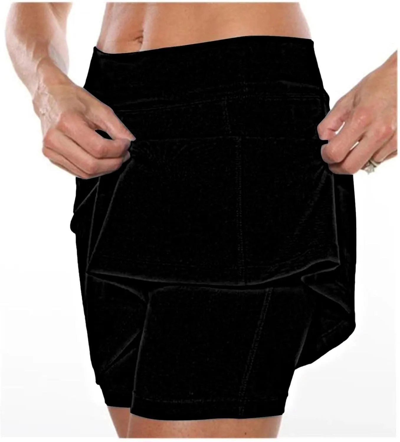 Womens Golf Pleated Tennis Skirts Solid Color Style Soft Culottes Skinny Mid Waisted Athletic Sport Short Skirts