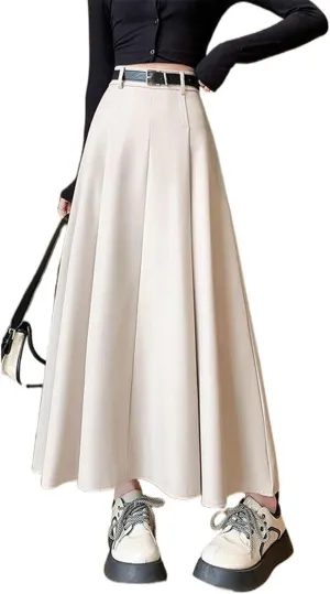 Women's High-Waisted Pleated Skirt, Suit Thickened High-Waisted Midi Skirt for Autumn
