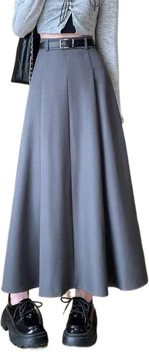 Women's High-Waisted Pleated Skirt, Suit Thickened High-Waisted Midi Skirt for Autumn
