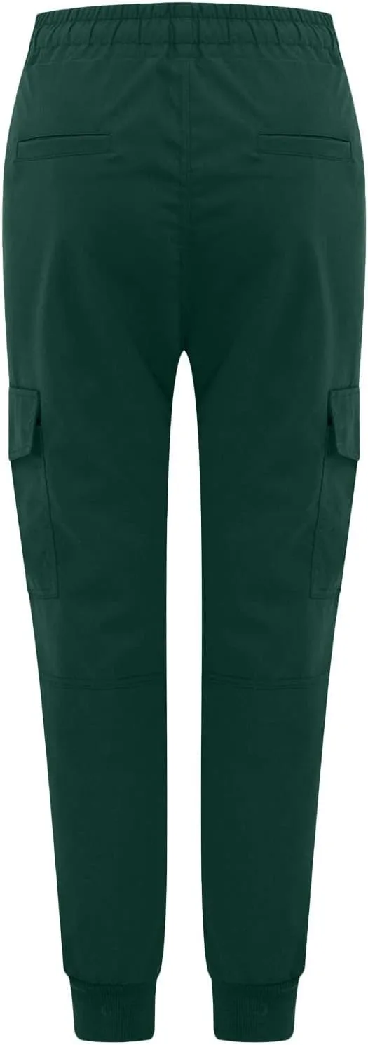 Womens Jogger Cargo Pants With Pockets Plus Size Casual Drawstring Elastic Waist Trousers Solid Loose Parachute Pants