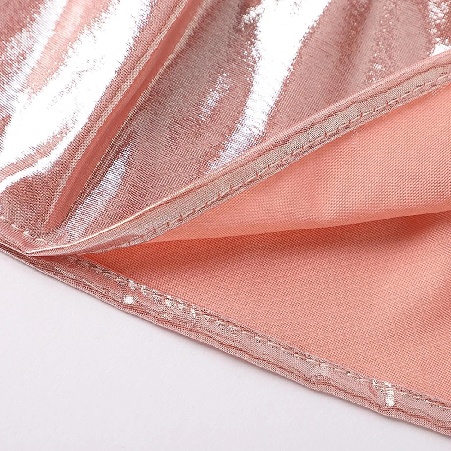 Womens Metallic Skirt Shiny Flared Pleated Skirt Layered Ruffle Hem Mini Skirt Christmas Rave Midi Skirts for Women 011