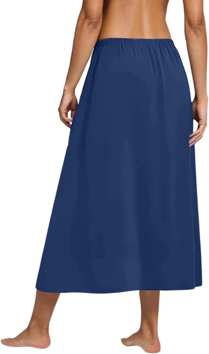 Women's Midi Boho Floral Skirts Trendy A Line Skirt High Elastic Waist Comfy Flowy Skorts with Pockets