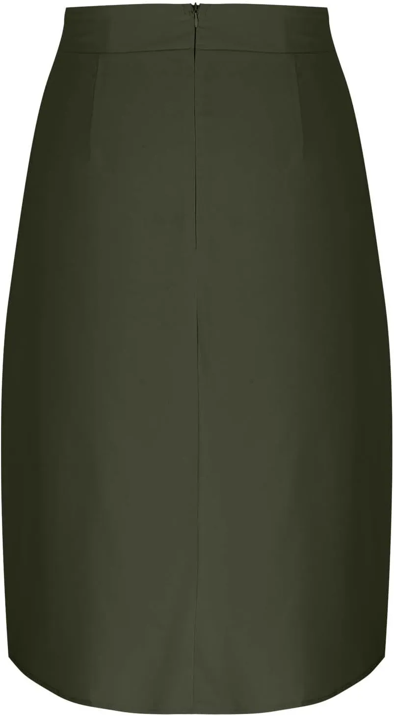 Womens Midi Skirts Button Front Casual Summer Skirt High Waisted A Line Work Skirts Flowy Beach Skirts with Pockets