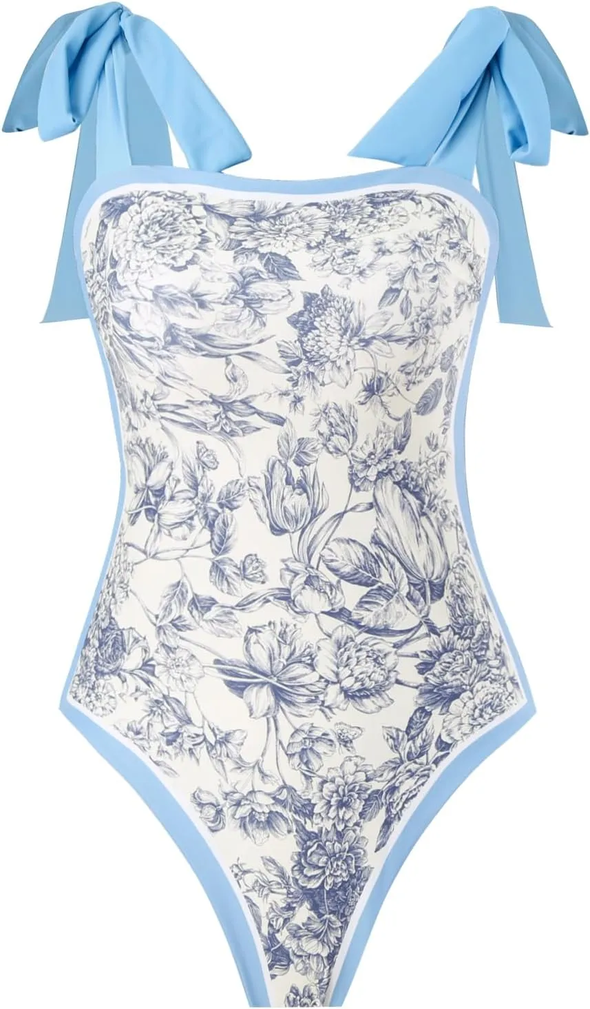 Women's One-Piece Swimsuits with Beach Cover Up Retro Swimsuit for Women with Cover Up Bathing Suits for Women