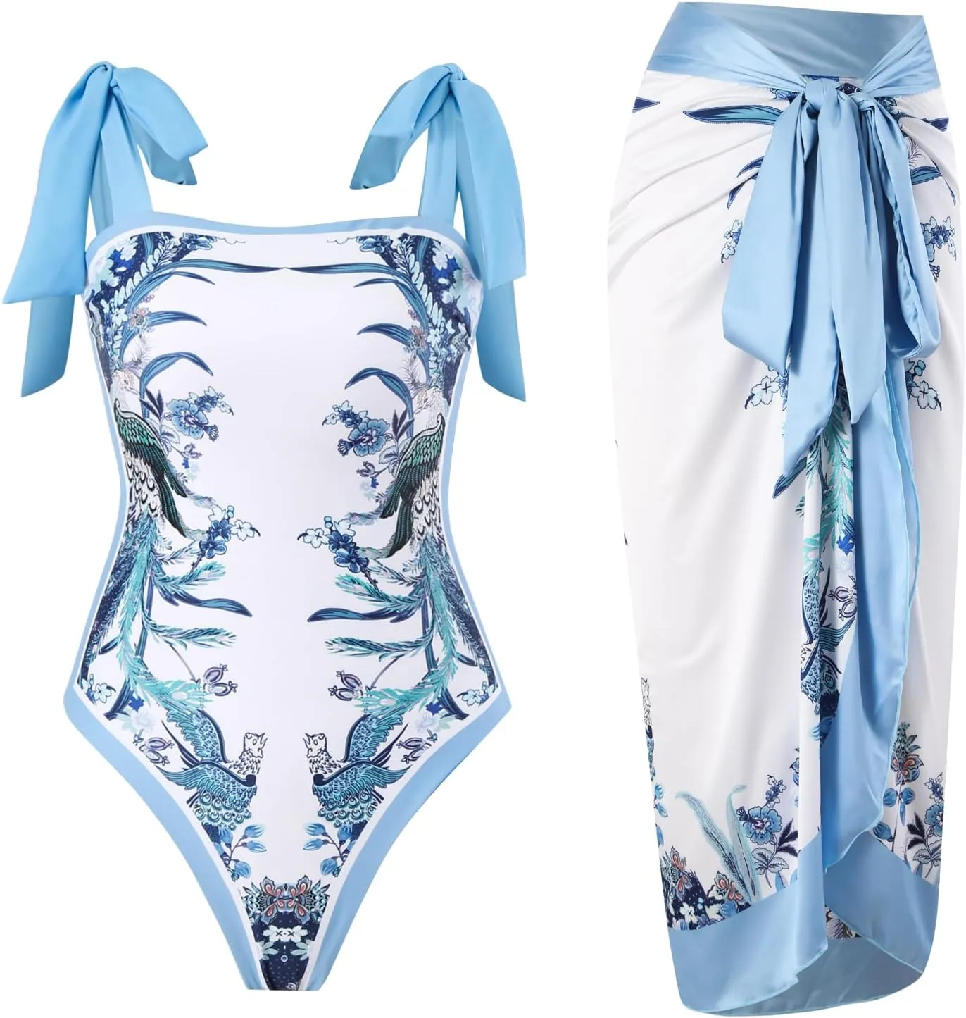 Women's One-Piece Swimsuits with Beach Cover Up Retro Swimsuit for Women with Cover Up Bathing Suits for Women