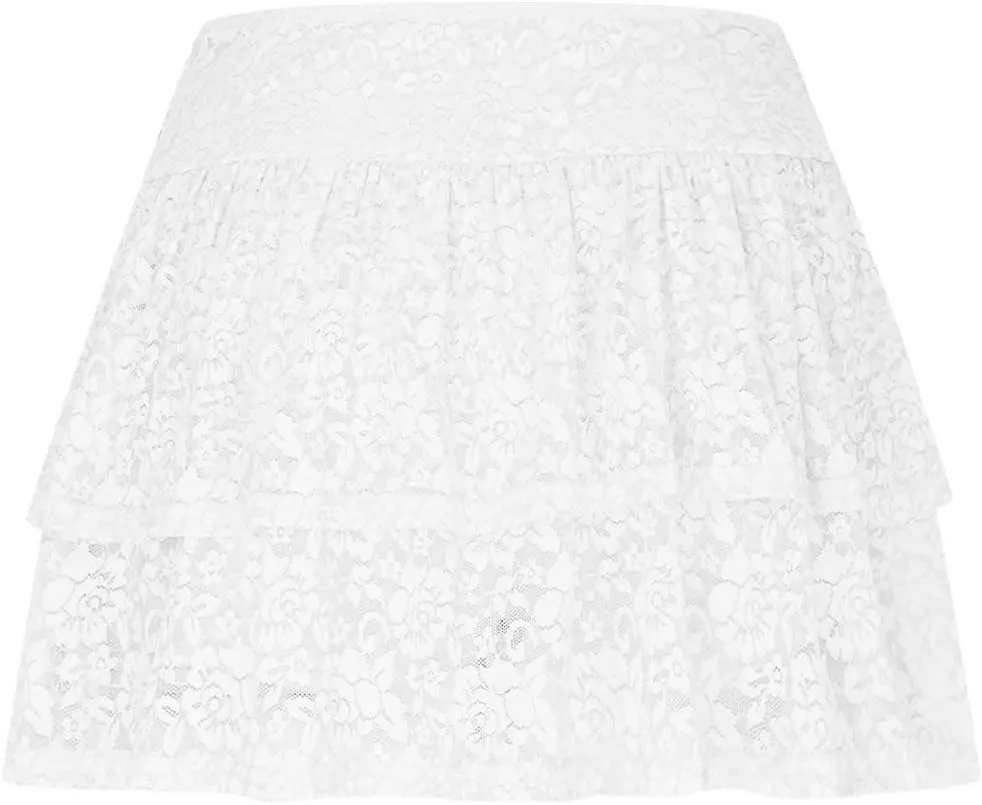Women's Pleated Mini Skirt Layered Cake Short Skirts Fashion Travel Skirts Solid Comfy Skirts Sexy Lace Skirts
