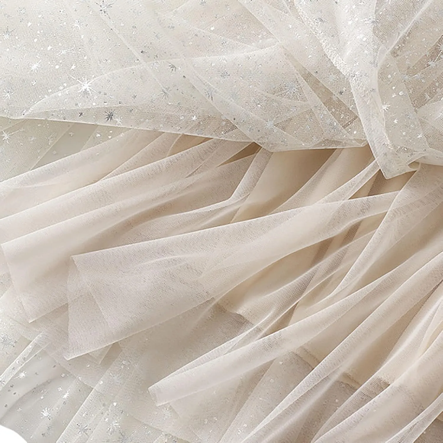 Womens Sequin Tulle Skirts Stretch Waist Layered Pleated A-Line Midi Skirt Prom Party Flowy Skirts