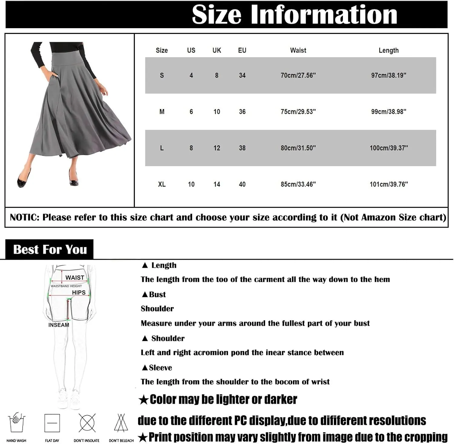 Women's Skirts Summer Casual High Waist Solid Pleated Split Long Maxi
