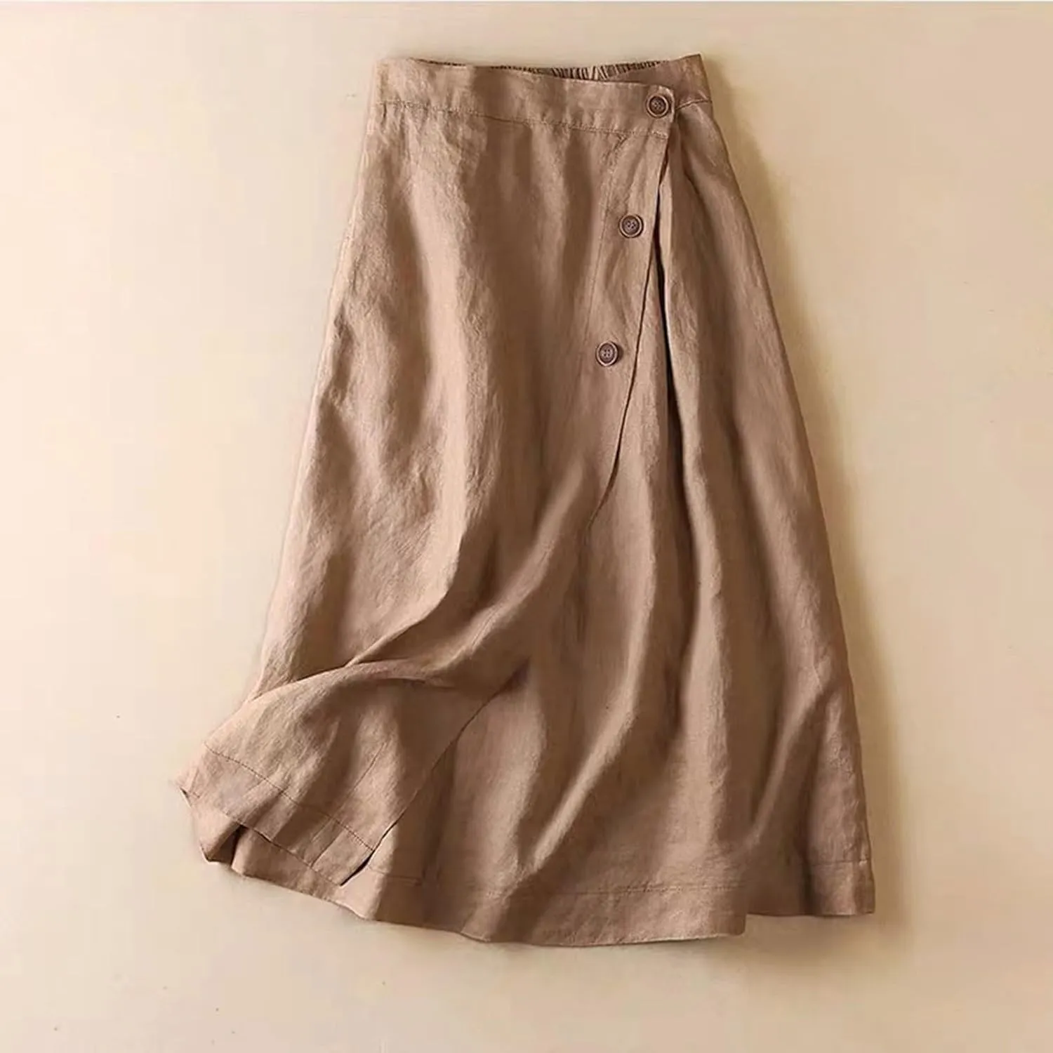 Women's Skirts Trendy Summer Casual Loose Elastic Waist Solid Sun Flowy A-Line Long Maxi Linen Skirt 2025, M-2XL