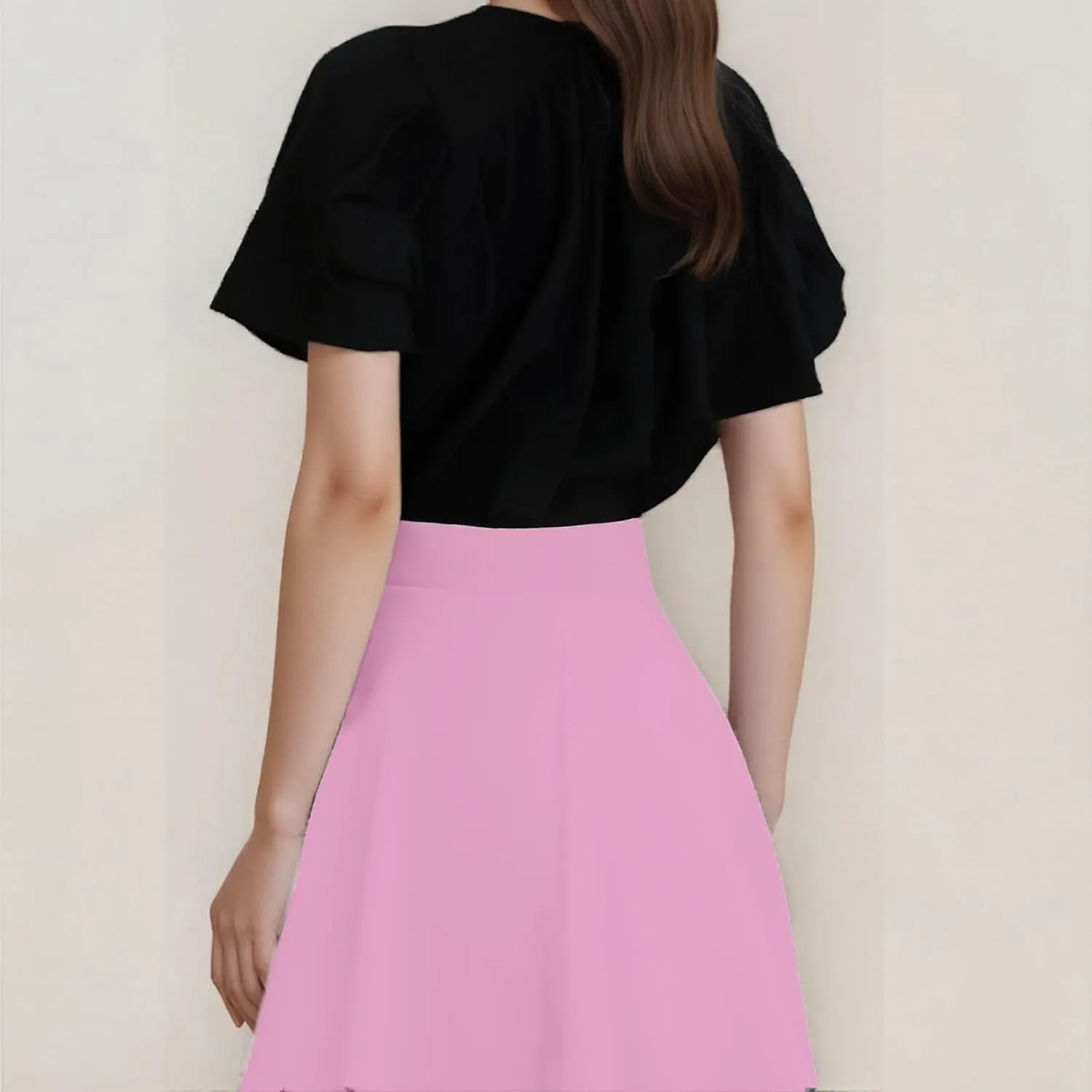 Women's Summer 2025 Basic Versatile Stretchy Flared Casual Flowy Mini Skater Skirt, M-5XL