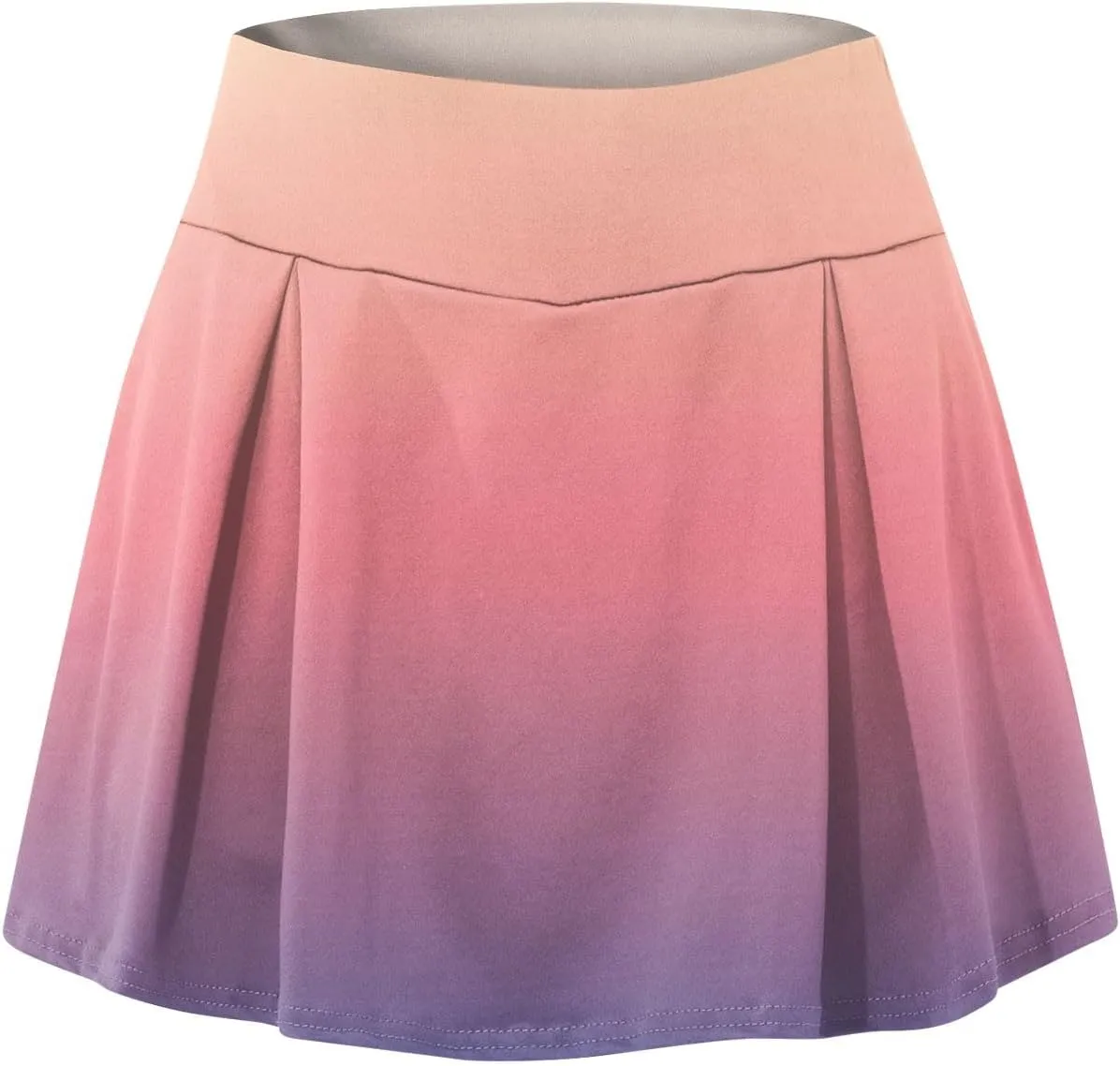 Women's Summer Athletic Loose Trendy Quick Dry Elastic High Waist Color Gradient Yoga Fitness Tennis Skirts 2025, S-5XL