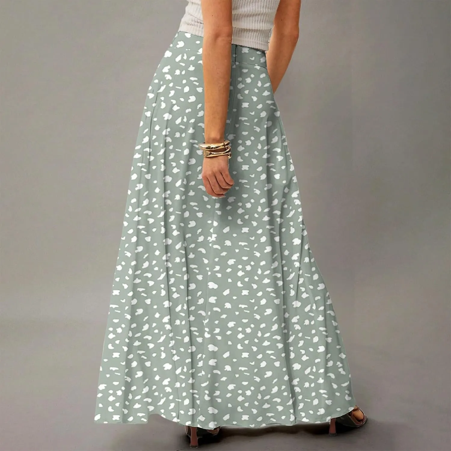 Womens Summer Boho Skirt 2025 Elastic Waist Flowy Casual A-Line Maxi Skirt Trendy, S-2XL