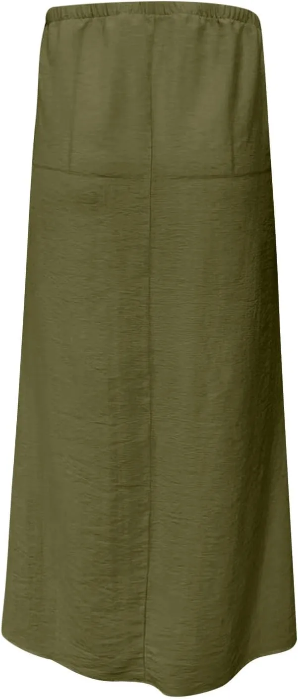 Womens Summer Maxi Skirt Low Rise Lace Up Midi Skirt Casual Long Skirt A Line Lounge Skirt Trendy Beach Skirts