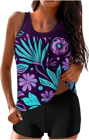 Womens Tankini Bathing Suits Two Piece Tankini Swimsuits with Shorts Plus Size High Waisted Swim Suits Tankinis 2025