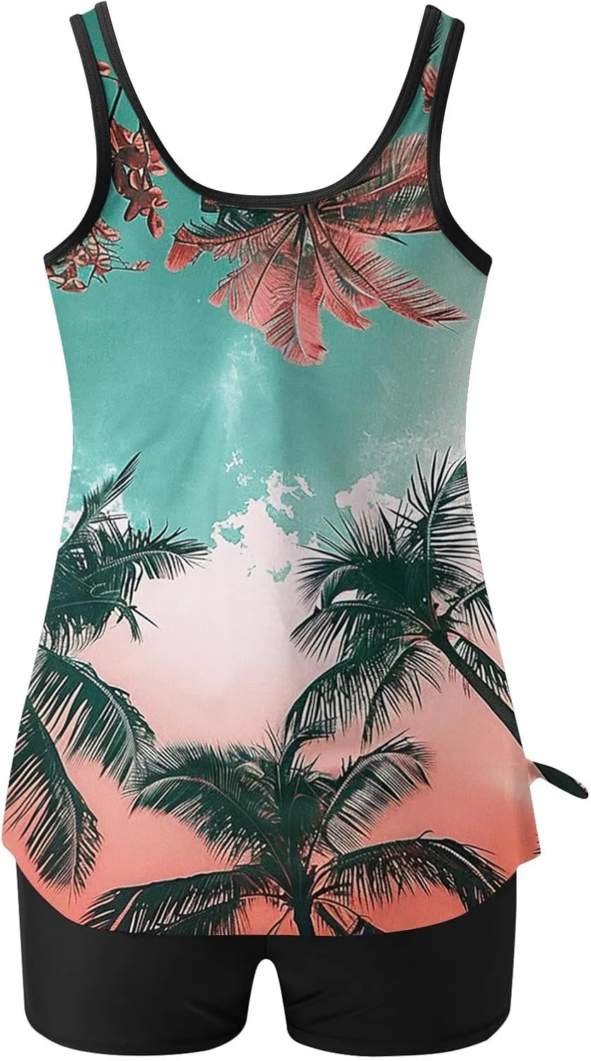 Womens Tankini Bathing Suits Two Piece Tankini Swimsuits with Shorts Plus Size High Waisted Swim Suits Tankinis 2025