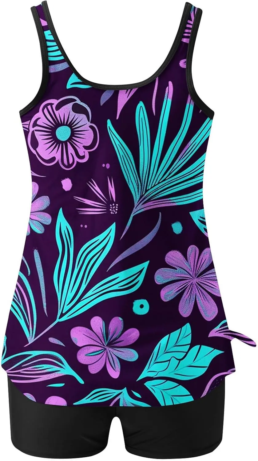 Womens Tankini Bathing Suits Two Piece Tankini Swimsuits with Shorts Plus Size High Waisted Swim Suits Tankinis 2025