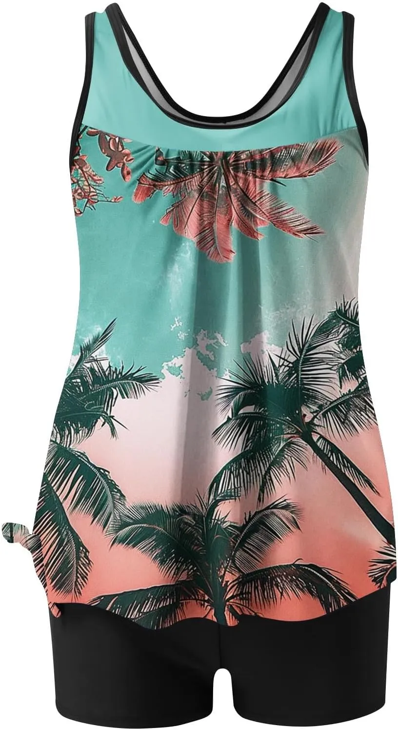 Womens Tankini Bathing Suits Two Piece Tankini Swimsuits with Shorts Plus Size High Waisted Swim Suits Tankinis 2025