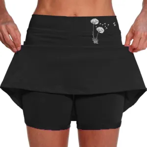 Womens Tennim Shirt Tummy Control Double Layer High Waisted Skorts Stretchy Baggy Breathable Comfy Skirts with Pckets