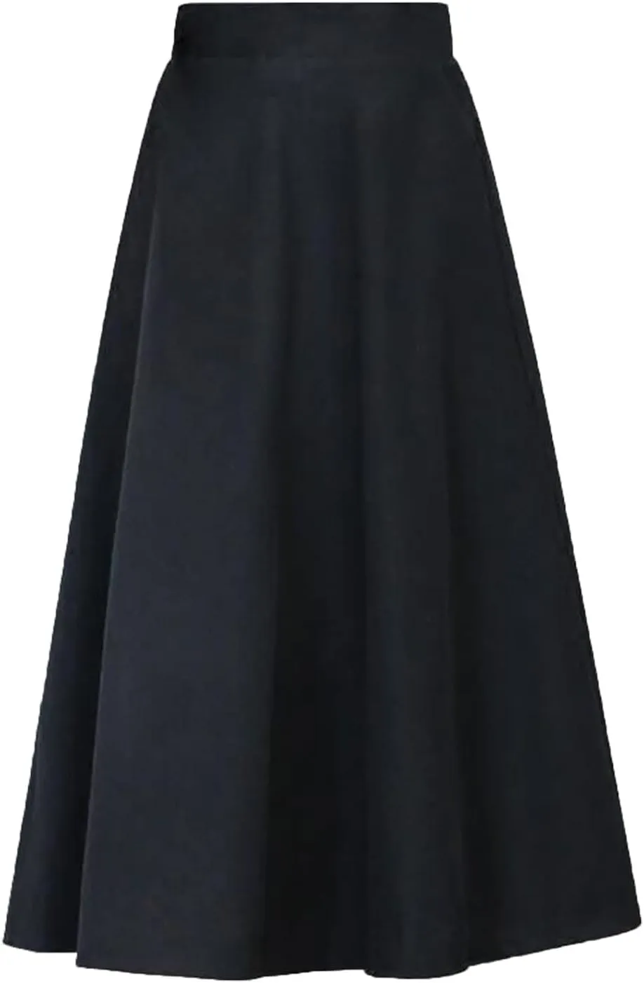 Womens Winter Vintage High Elastic Waist A Line Pleated Wool Midi Skirt Lady Skirt Skirt for Women