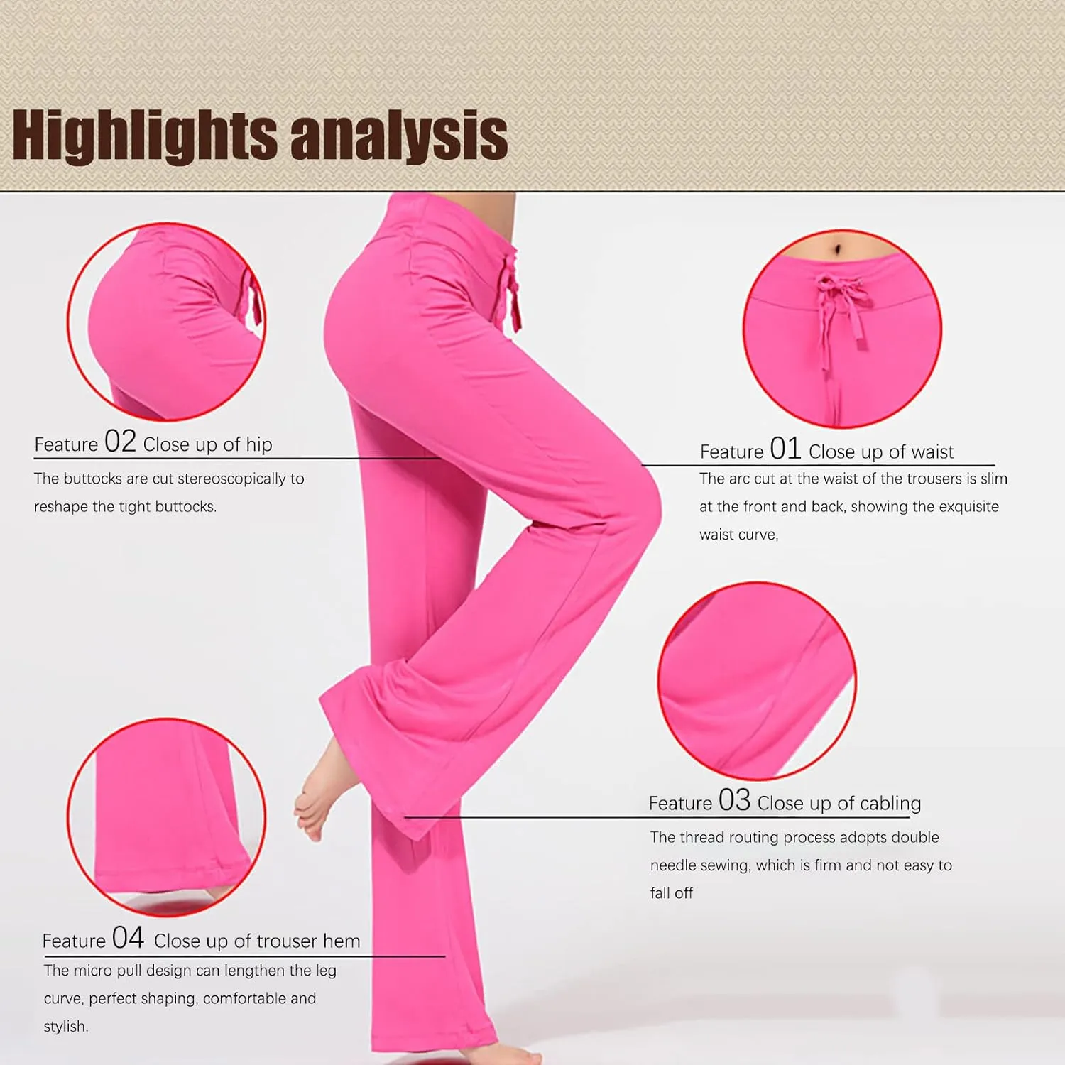 yardsong Wide Leg Yoga Pants for Women Drawstring High Waist Flare Workout Leggings Bootcut Lounge Comfy Soft Trousers