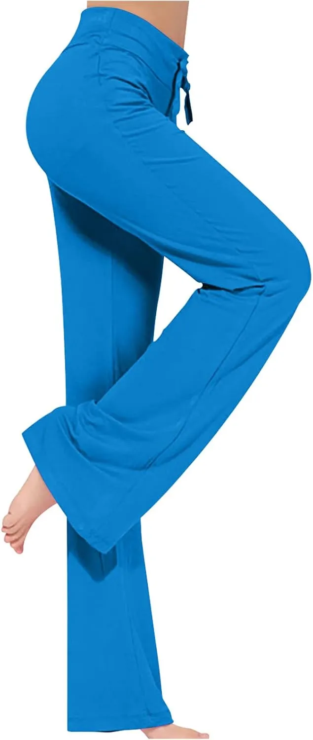 yardsong Wide Leg Yoga Pants for Women Drawstring High Waist Flare Workout Leggings Bootcut Lounge Comfy Soft Trousers