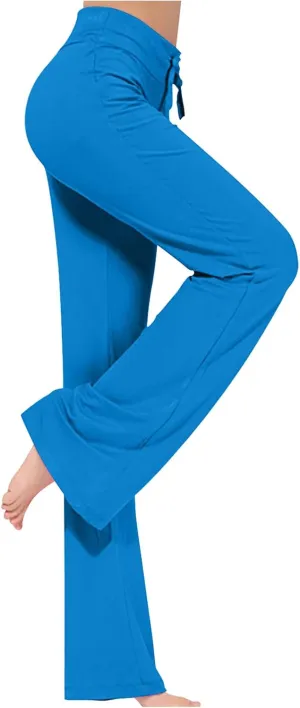 yardsong Wide Leg Yoga Pants for Women Drawstring High Waist Flare Workout Leggings Bootcut Lounge Comfy Soft Trousers