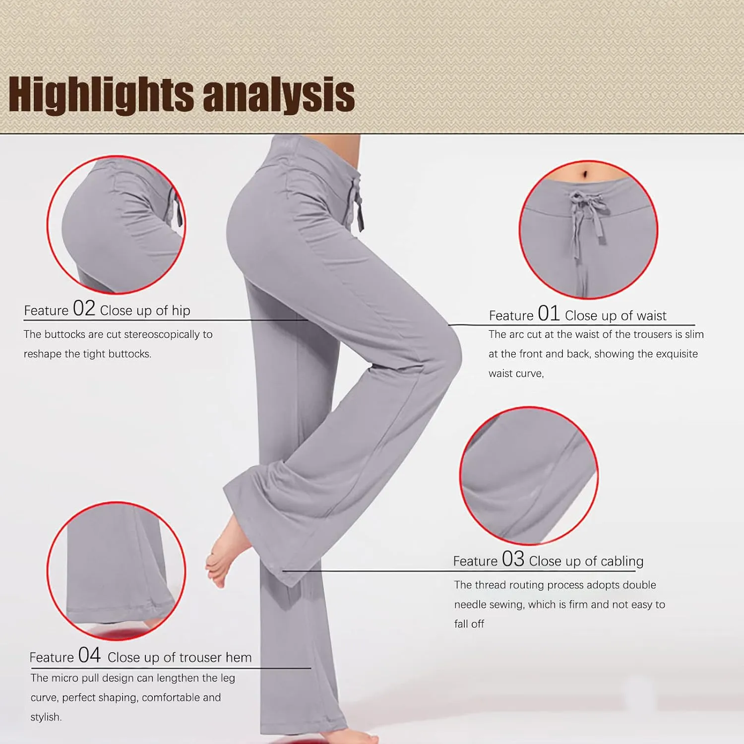 yardsong Womens Workout Pants High Waist Wide Leg Yoga Pants Flare Bootcut Soft Gym Leggings Comfy Lounge Trousers