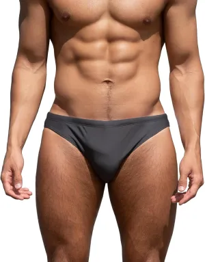 YUZHOU Mens Bikini Swimwear Low Rise Swim Briefs Solid Bathing Suit Sexy Swimsuit with Elastic Drawstring