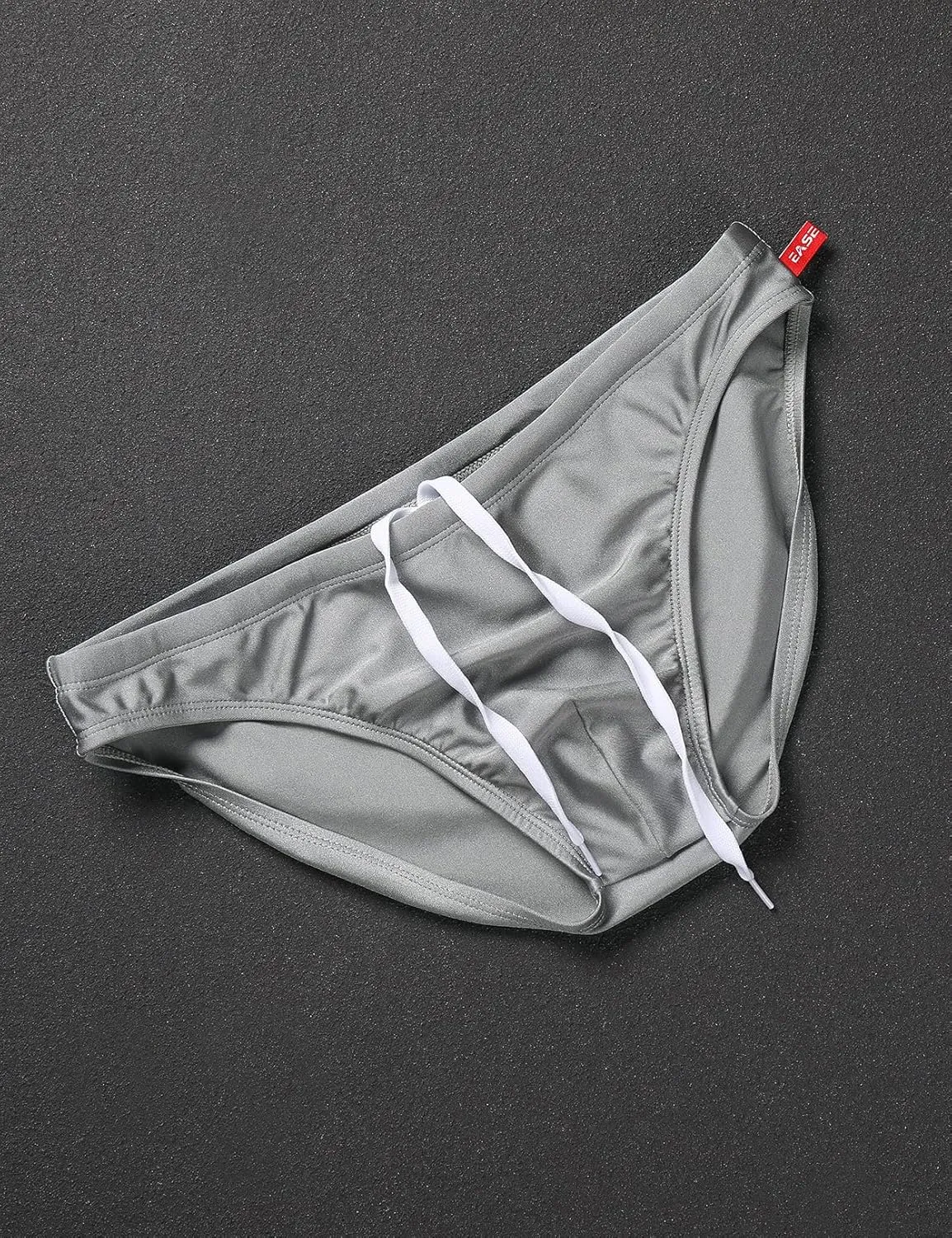 YUZHOU Mens Bikini Swimwear Low Rise Swim Briefs Solid Bathing Suit Sexy Swimsuit with Elastic Drawstring
