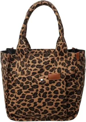Zipper Leopard Pattern Nylon Women's Shoulder Bag Large Capacity Tote Bags Fashionable Leopard Print Shoulder Bag